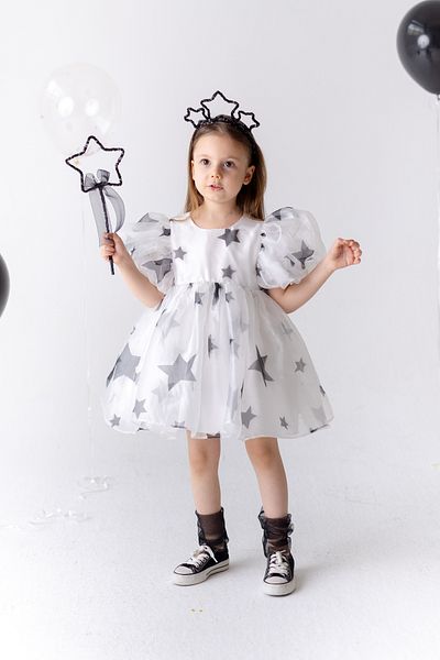 PixyLove White Girl's Dress Bubble Star