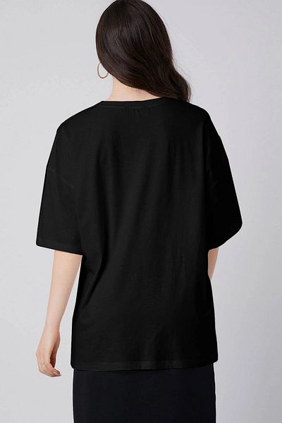 MODAGEN Μπλουζάκι Unisex Black Crew Neck California με στάμπα oversize