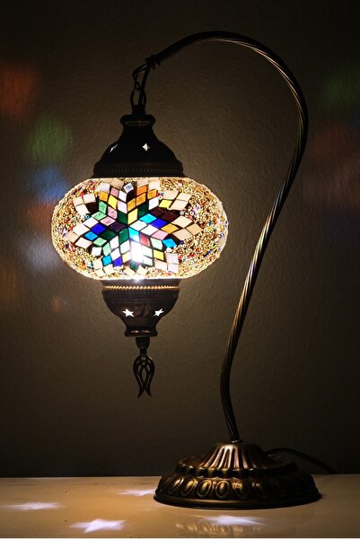 Asylove Mozaik Ev Yapımı Masa Lambası, Otantik Ev Aydınlatması, Dekoratif Mas...