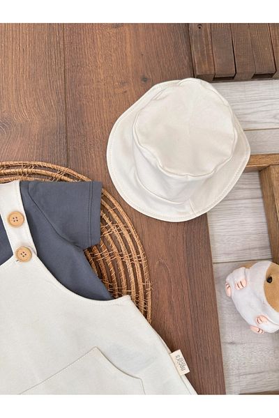 Babexi Salopet Safari Hat and Badi Comfortable Size Summer 3-Piece Baby Boy Set/Overalls