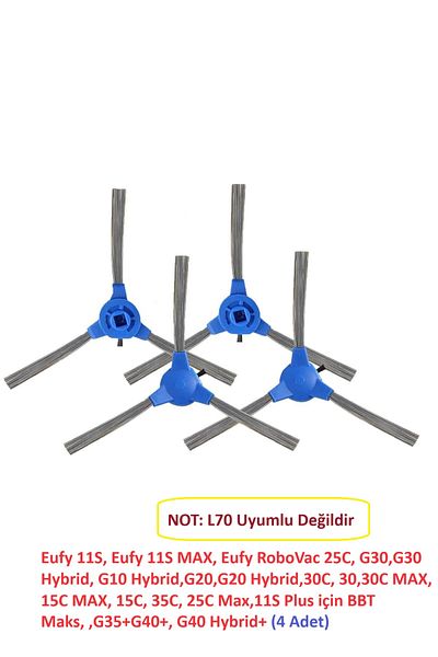 LİN GRUP Robovac 25c G30 Hybrid - 4 Side Brushes Compatible G10 G20 Hybrid 30c 15c