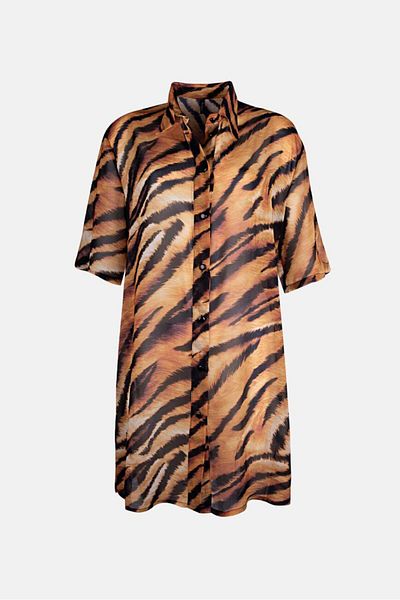 AYYILDIZ 4805 Tiger Patterned Beach Dress