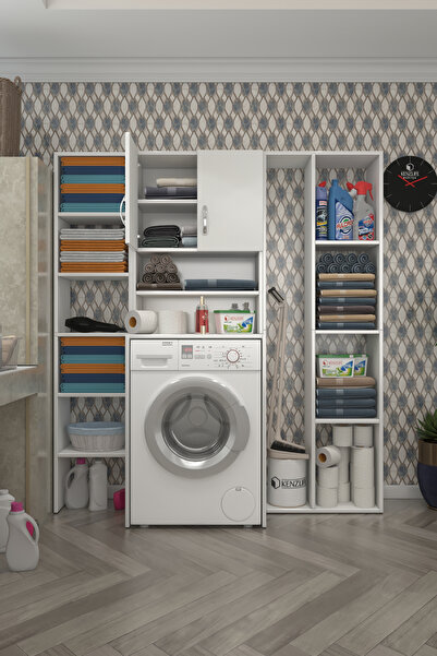 Kenzlife Çamaşır Makinesi Dolabı Hayzummega Byz 180*156*55 Banyo Kiler Çift K...