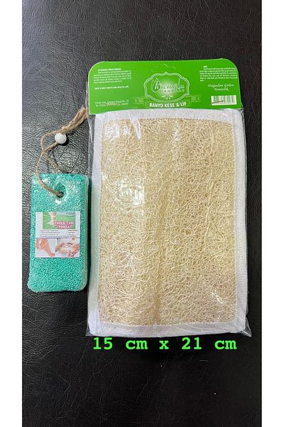 Hacıoğlu baharat Hatay Local Bath Long Washcloth Pumice Stone Bath Set 2 Pieces