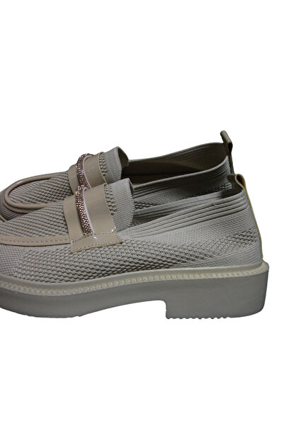 hagpay Özel Esnek Trikolu ve Taş Detaylı Kadın Leofar Ayakkabı