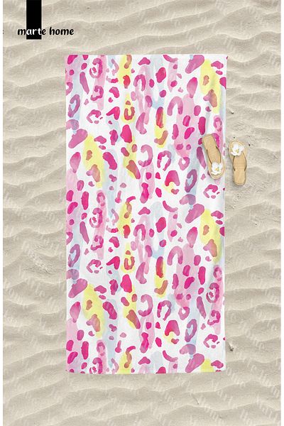 Marte Home Pink Leopard - Πετσέτα θαλάσσης με στάμπα