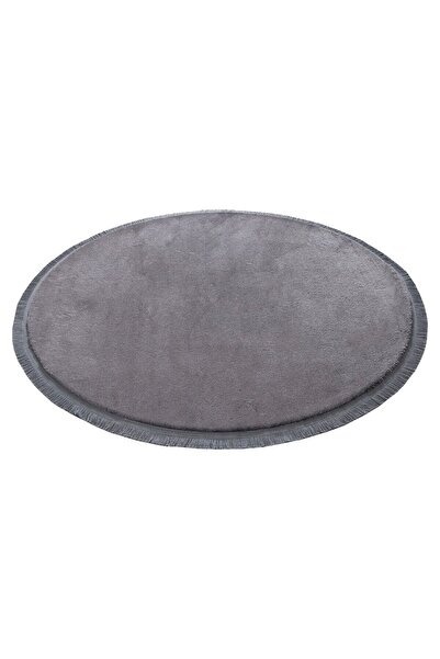 Valery Home Plush Anthracite Vl Round Plain Fringed Runner Carpet - Comfort