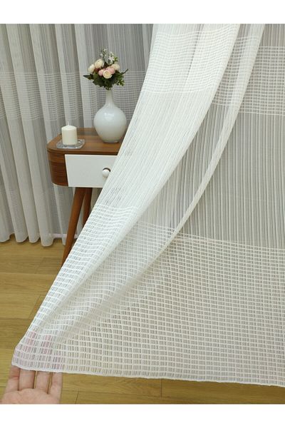 Esse Home Transverse Striped Tulle Curtain, 450x260, Normal Pleat, 1/2.5