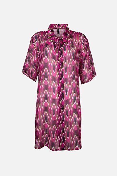 AYYILDIZ 4805 Fuchsia Patterned Beach Dress
