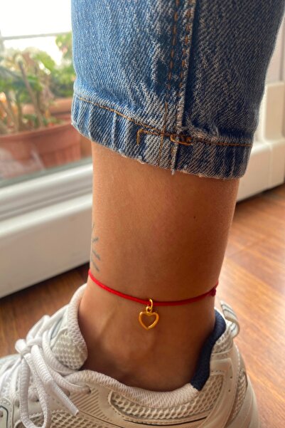 Shepidi 5'li kırmızı ip balık,kuş,nazar boncuğu, kalp, kelebek figürlü halhal