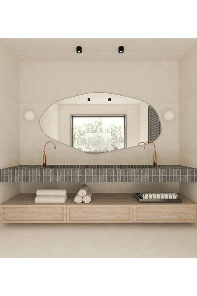 FNC CONCEPT Duvar Aynası Dekoratif Asimetrik Banyo Konsol Aynası 140x70cm
