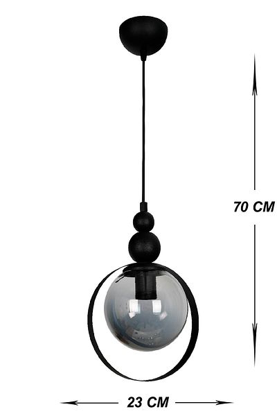 VENON Black Lighting - Single Glass Chandelier (Gulp Glass Smoked)