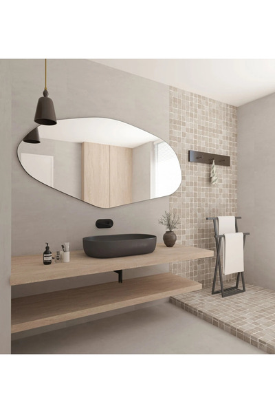 FNC CONCEPT Duvar Aynası Dekoratif Asimetrik Banyo Konsol Aynası 140x70cm