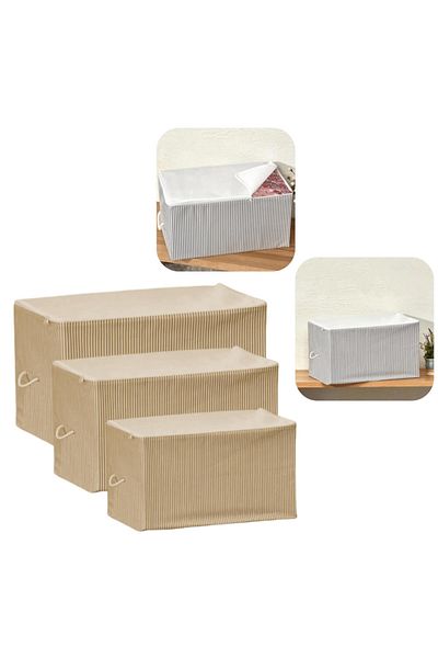 Piev Organizer με φερμουάρ Midi Maxi Mega Σετ 3 τεμαχίων με κίτρινο ριγέ