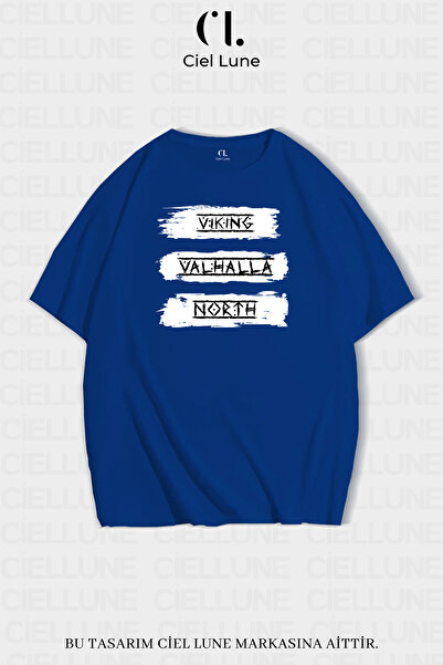 NEVERMIND Unisex Femei Barbati Viking Valhala Imprimat Design Special Tricou oversize