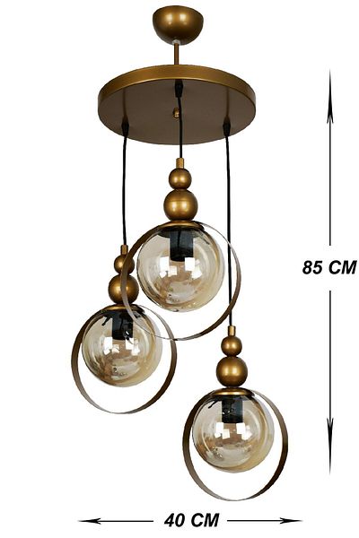 VENON Antique 3-Piece Chandelier - Lighting, Camli Pendant Lamp (Glope Honey)