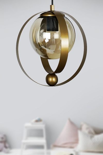 VENON Mars Lighting - Single Glass Antique (Glope Honey Glass) Chandelier