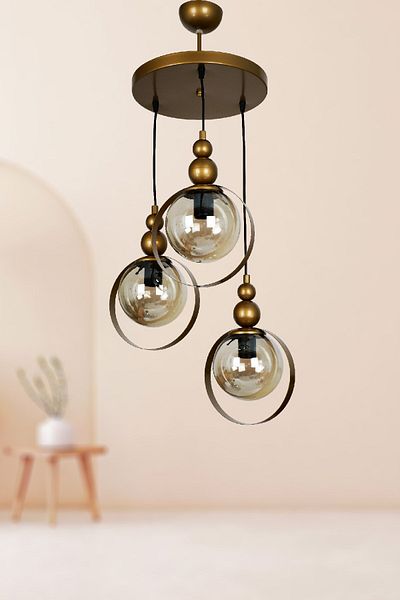 VENON Antique 3-Piece Chandelier - Lighting, Camli Pendant Lamp (Glope Honey)