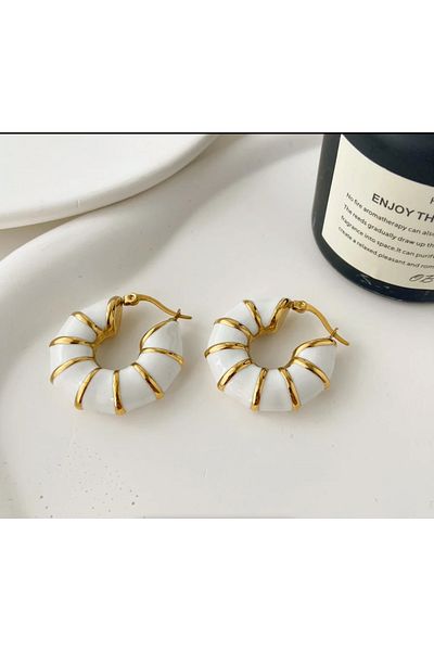 Atelier Çağla Steel Non-Tarnish Chubby White Gold Hoop Earrings