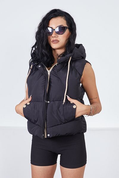 moda armanc Stringed Snap Fastener Sports Vest