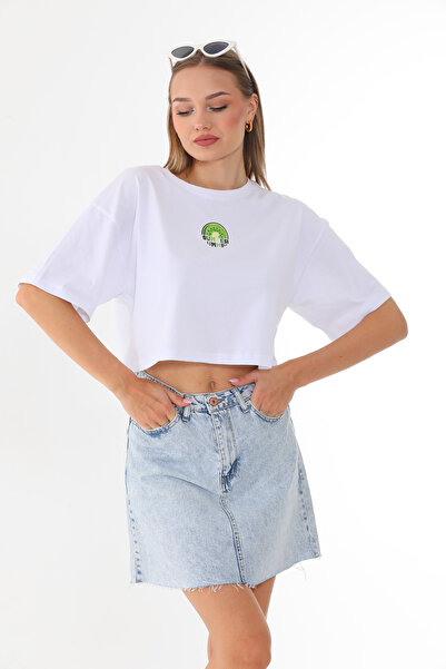 Batı Styling طاقم الرقبة المحاصيل المرأة تي شيرت