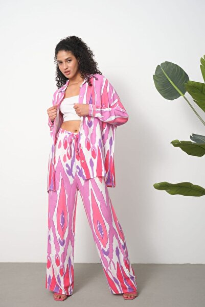 FEHAL GİYİM قميص بنطلون من قماش الكتان مكون من قطعتين