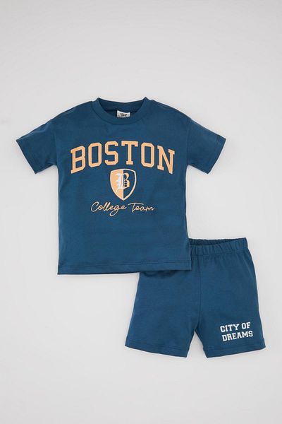 DeFacto Baby Boy Printed Short Sleeve T-shirt Shorts 2-Piece Set C0986a524sm