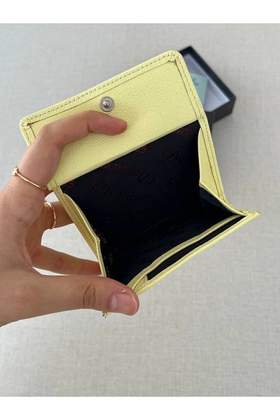 DERKON Juno Genuine Leather Mini Yellow Wallet