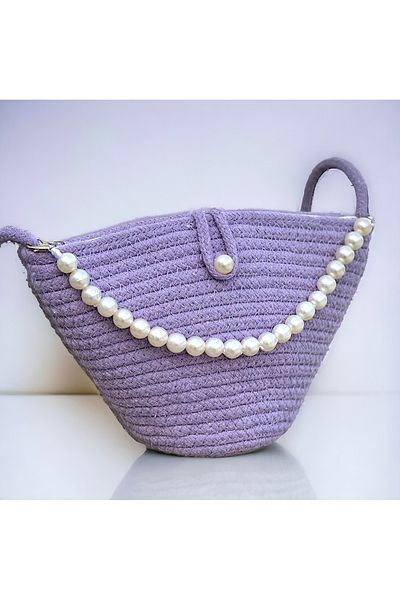 Katusa Women's lilac pearl design shoulder bag