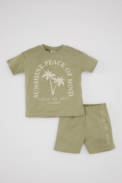 DeFacto Baby Boy 2-Piece Set Crew Neck Printed Short Sleeve T-Shirt Shorts C1002A524Sm