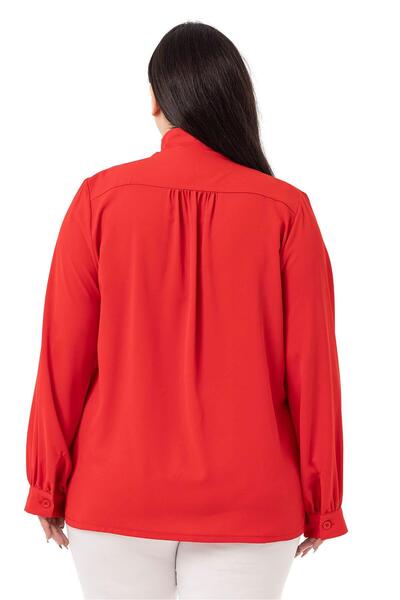 DISENTIS MODEST Large Size Red Shirt with Halter Detail and Cuffs