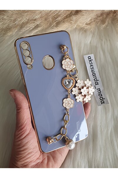 Aksesuarda Moda Samsung A20S Uyumlu Çiçekli Taşlı El Geçmeli Lazer Kesim Parl...