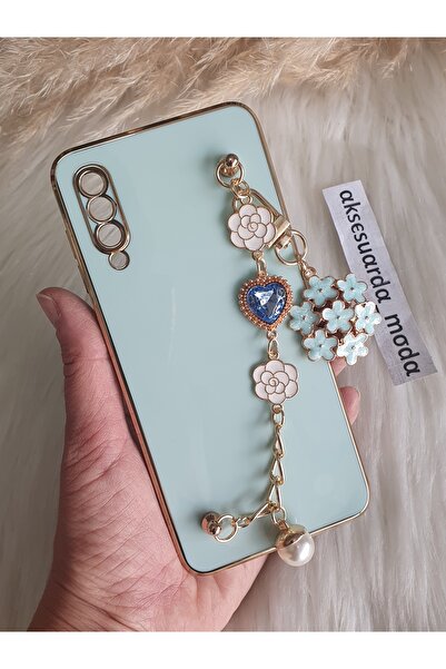 Aksesuarda Moda Samsung A50-A30S Uyumlu Çiçekli Taşlı Incili El Geçmeli Lazer...