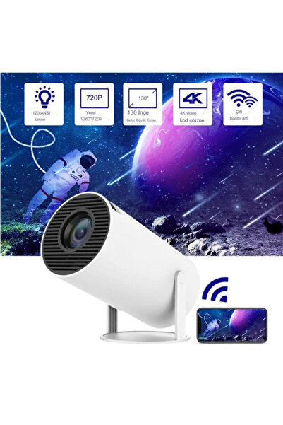 CROW'S TECH Projeksiyon Cihazı Android Profesyonel Ultra Hd Taşınabilir Bluetooth Wifi Ev Sineması Akıllı Kumand