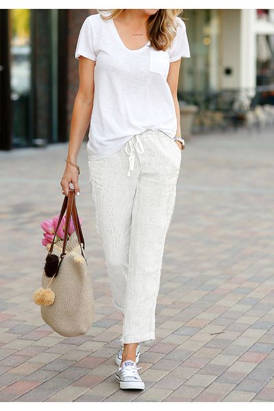 night blue Linen Comfortable Summer Trousers