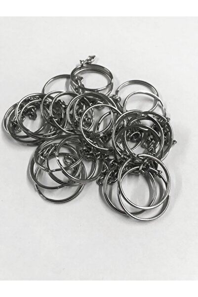 aladepo Ασημί Χρώμα Μπρελόκ Δαχτυλίδι 25 mm Σετ 50 τμχ