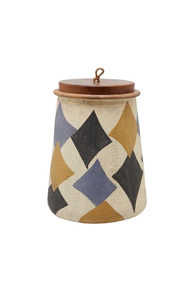 Vakko Ceramic Vase with Wooden Lid Large Size M400256055