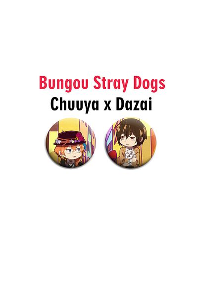 Akumastik Bungou Stray Dogs Dazai x Chuuya 2-Piece Bag Ornament Badge-Needle Button Badge Set
