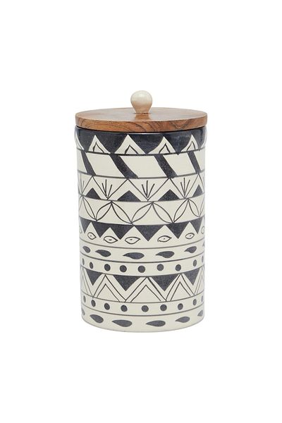Vakko Ceramic Jar with Wooden Lid M400266360