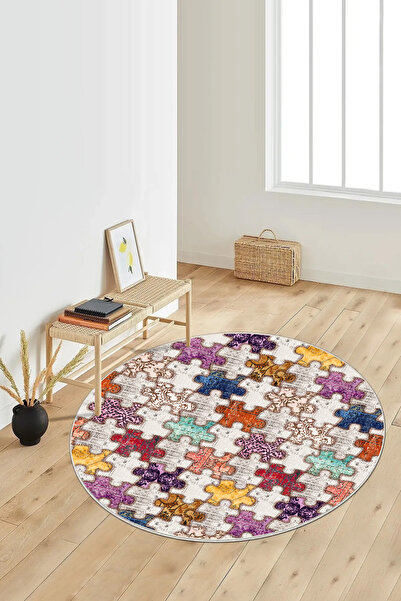 Halise Home Kaymaz Tabanlı Yıkanabilir Baskılı Mutfak Halısı