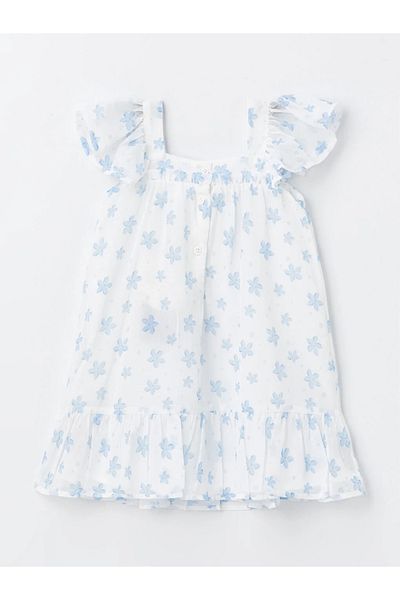 LC Waikiki Square Collar Sleeveless Floral Patterned Baby Girl Dress