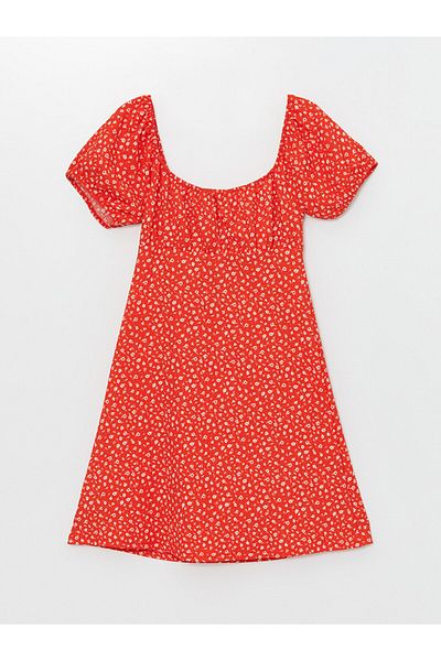 LC Waikiki Square Collar Floral Short Sleeve Women's Dress