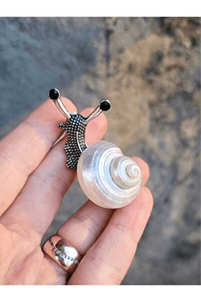 Arco Baleno Di Celine Gümüş rengi gerçek sedef salyangoz broş ve kolye ucu