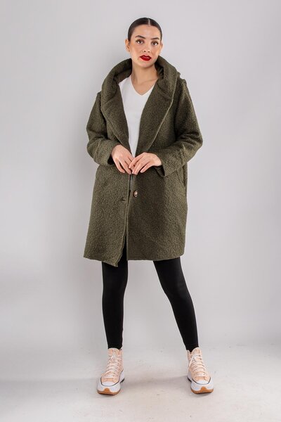 Park Moda 21224 4 Düğmeli Kapüşonlu Keçe Kaban