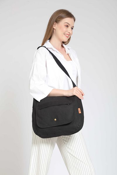 Street Bag Servietă neagră cu design simplu și geantă pentru laptop - Geantă de umăr pentru utilizare zilnică