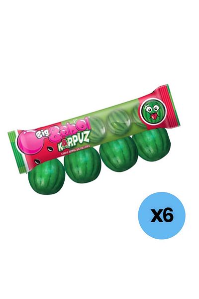 Big Babol Flowpack 4 Pack Watermelon Watermelon Chewing Gum 20 gr (6 Pieces)