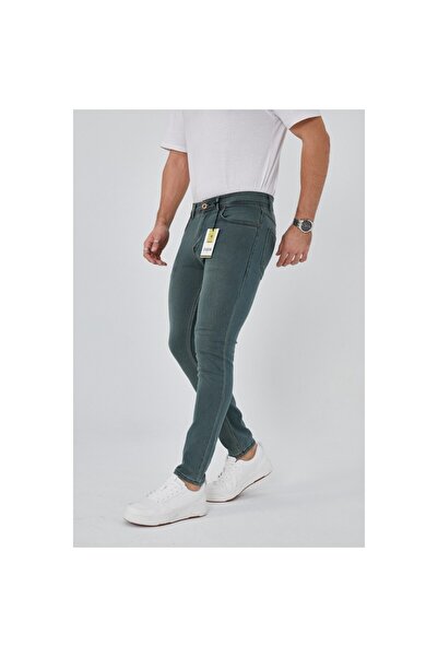 DVISION Ανδρικό πλεκτό τζιν παντελόνι D'Vision Mint Green Slim Fit - Dobby