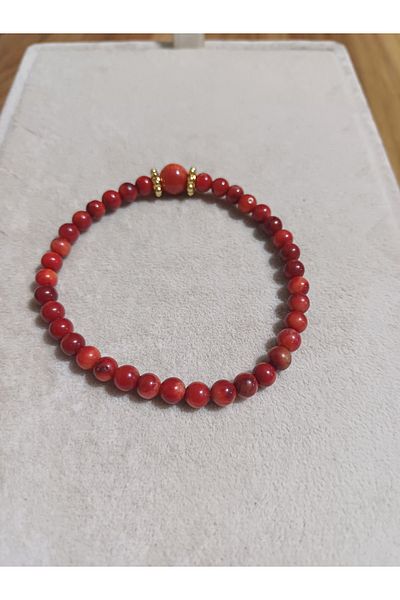 Y&B 4mm Real Natural Rhinestone Silvered Bracelet - 100% Coral