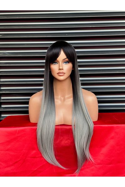 Fenomen Peruk New Model Black Gray Wig Model - Can Be Applied with Blow Drying Tongs