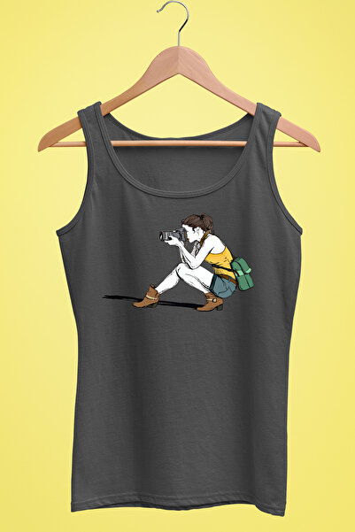 Raf Coll Γυναικεία φωτογράφος Rasarım Ψηφιακή στάμπα μπλουζάκι με λουράκι - 100% βαμβάκι